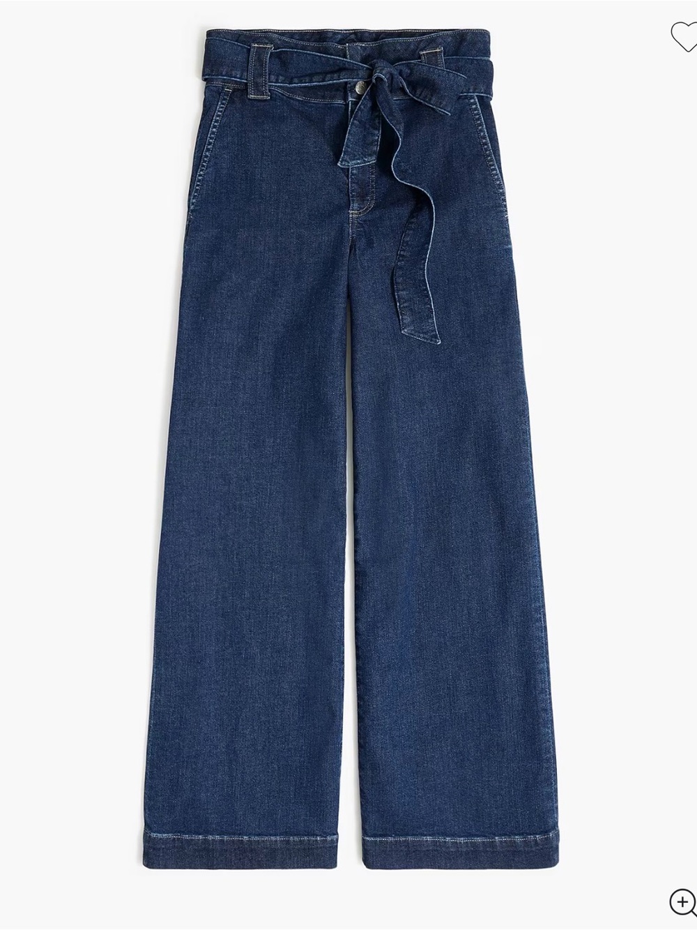 J. Crew Factory Wide Leg Paper Bag Denim Trouser in Dark Blue, Size 28